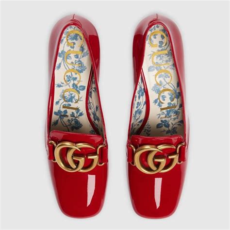 gucci patent leather mid-heel pump with double g|gucci mid heel slingback.